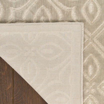 Nourison Charm Silver & Ivory Pet Friendly Machine Washable Rug - Corner
