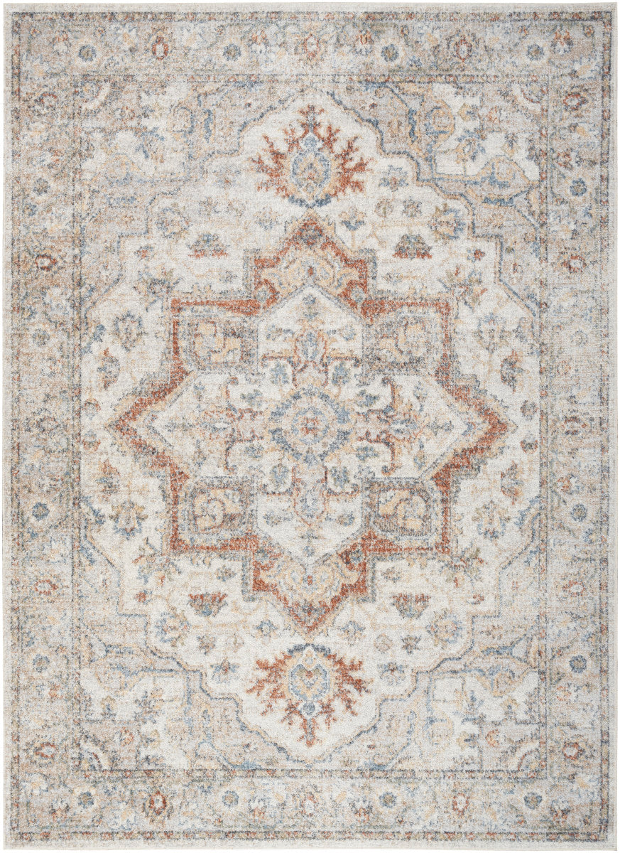 Nourison Astra Grey & Multicolor Pet Friendly Machine Washable Rug - 5'3" x 7'