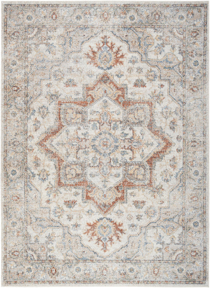 Nourison Astra Grey & Multicolor Pet Friendly Machine Washable Rug - 5'3" x 7'