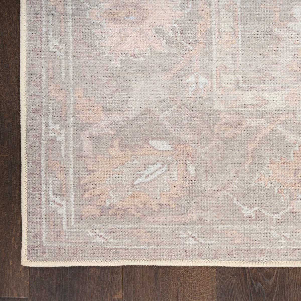Nourison Vintage Grey Machine Washable Rug - Corner