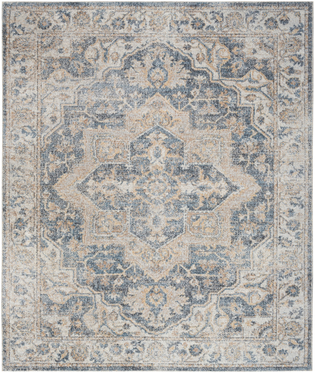Nourison Astra Grey & Blue Pet Friendly Machine Washable Rug - 10' x 14'