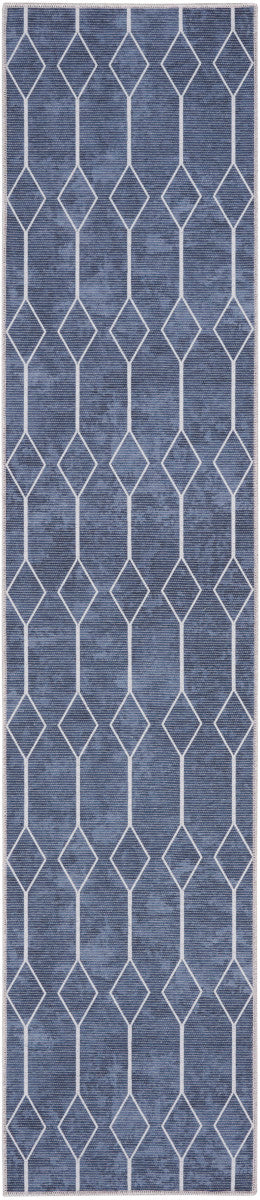 Nourison New Concept Navy Machine Washable Rug - 2'2" x 8'