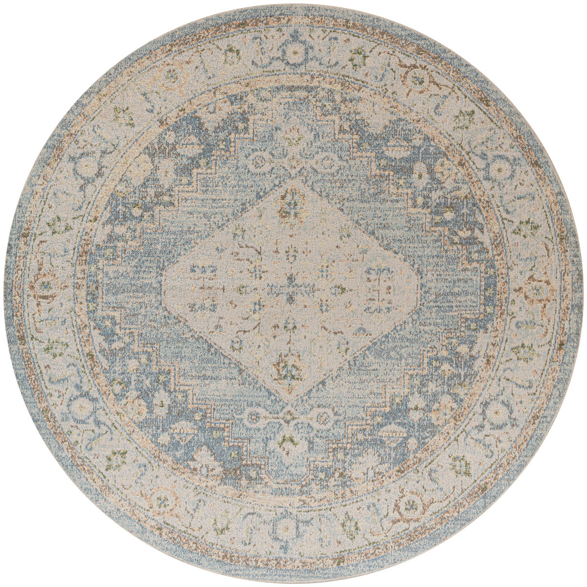 Nourison Astra Silver & Blue Pet Friendly Machine Washable Rug - 4' Round