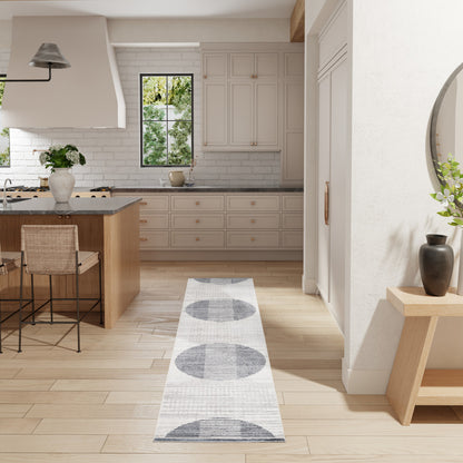 Nourison Astra Ivory & Blue Pet Friendly Machine Washable Rug - Room Scene