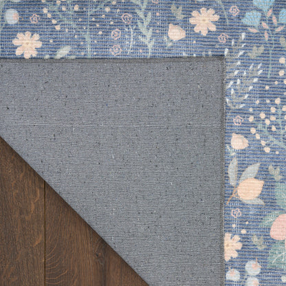 Nourison Botanical Blue & Multicolor Machine Washable Rug - Corner