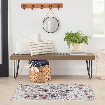 Nourison Ivory & Pink Machine Washable Rug - Room Scene