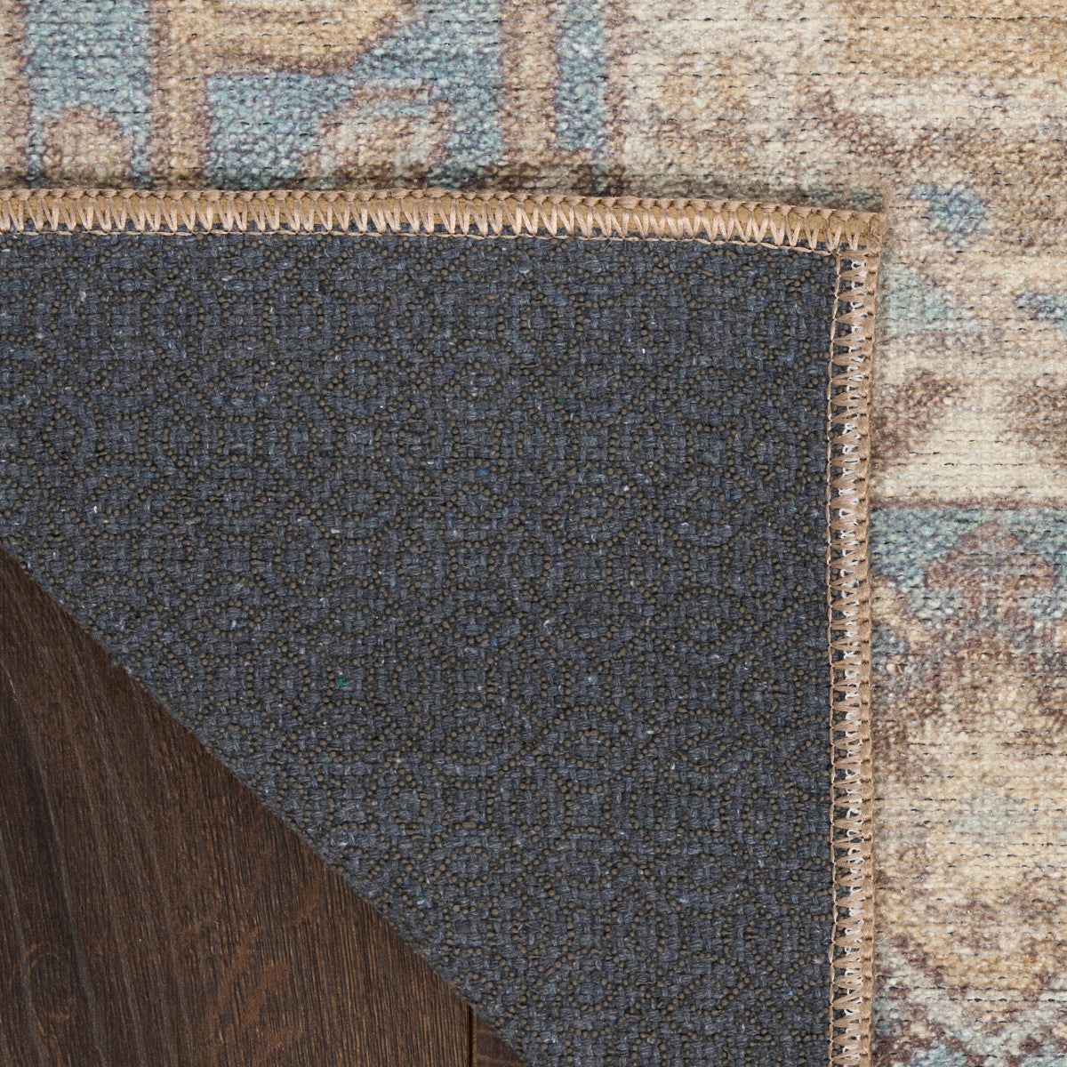 Nourison Vintage Blue & Green Machine Washable Rug - Corner