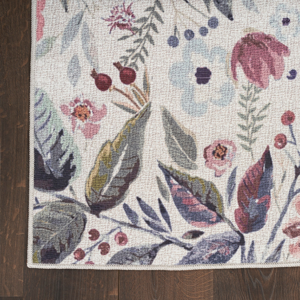 Nourison Ivory & Pink Machine Washable Rug - Corner