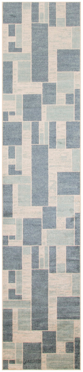 Nourison Astra Blue & Ivory Pet Friendly Machine Washable Rug - 2'2" x 8'