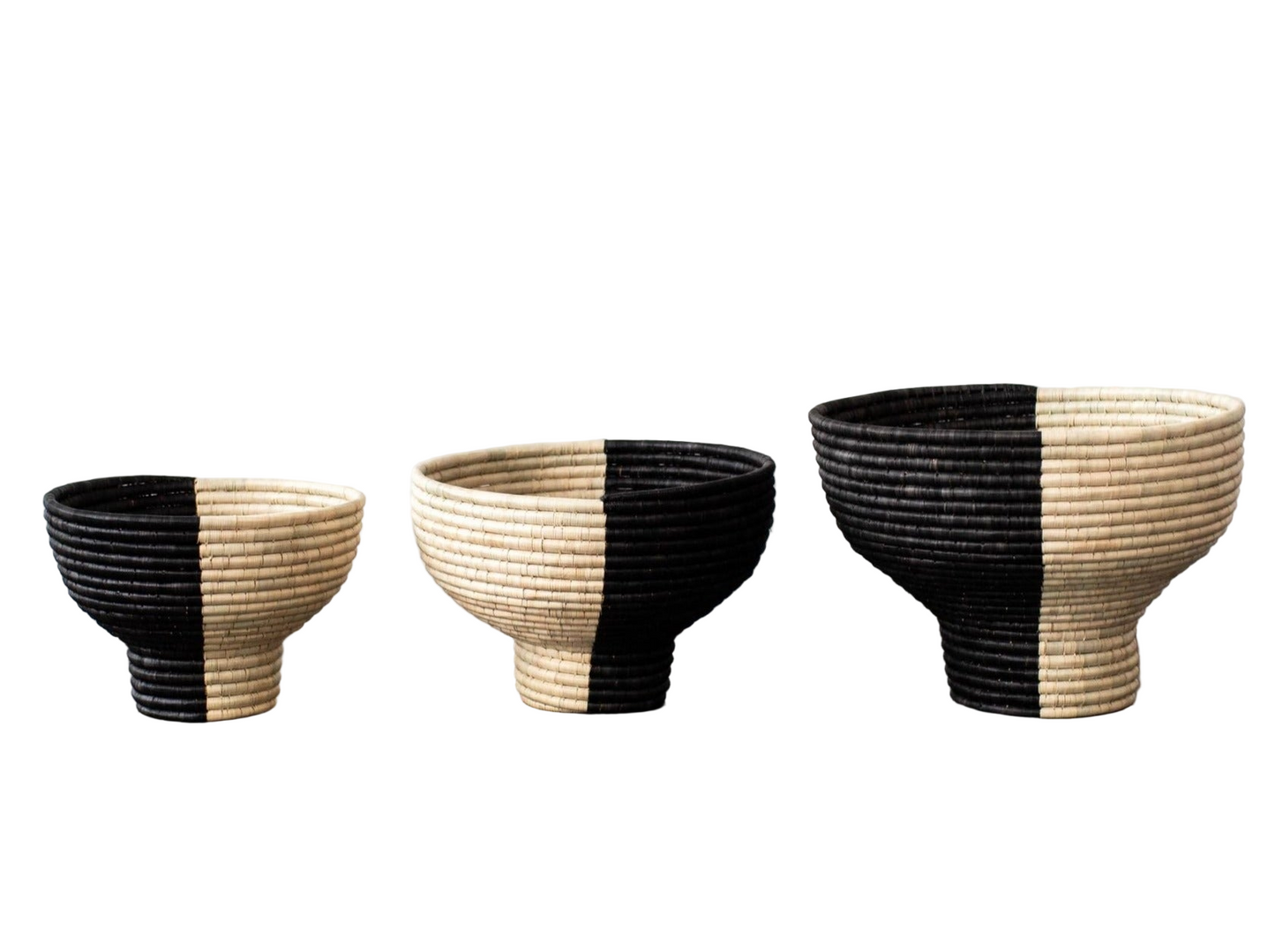 Pedestal Black & Natural Basket Bowl
