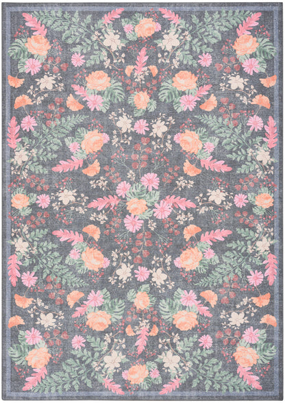 Nourison Botanical Charcoal & Multicolor Machine Washable Rug - Main