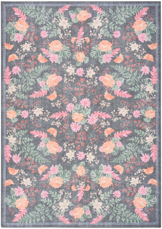 Nourison Botanical Charcoal & Multicolor Machine Washable Rug - Main