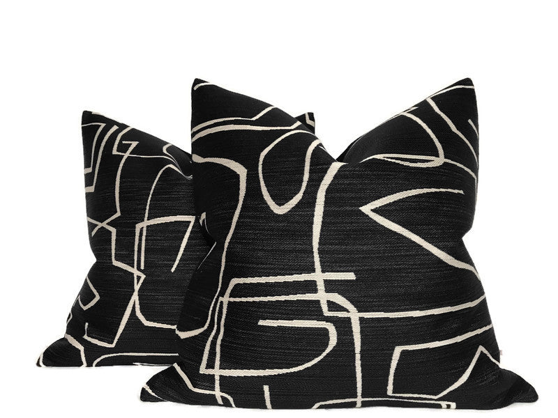 Abstract Pillow in Black
