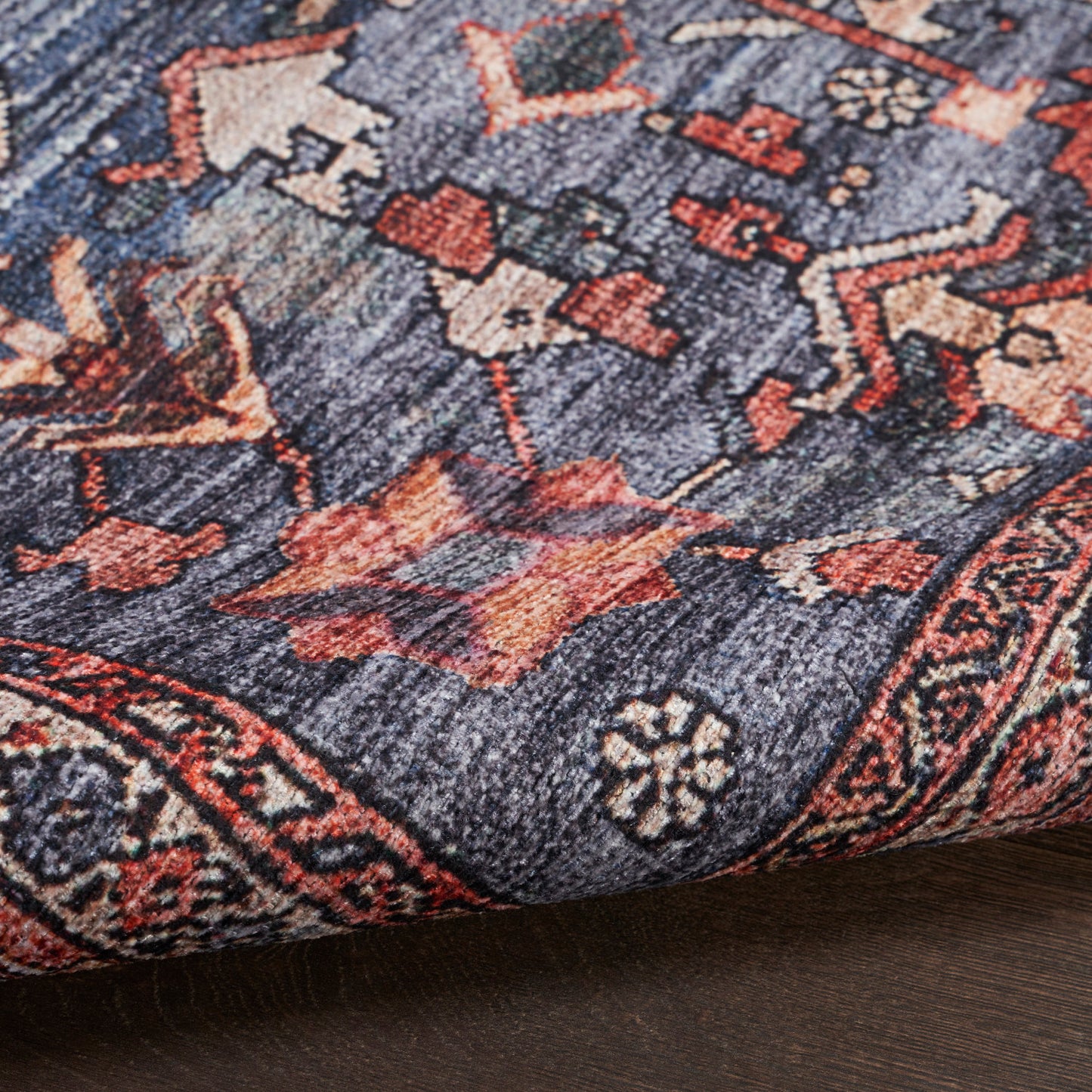 Nourison Grand Navy & Brick Pet Friendly Machine Washable Rug - Texture