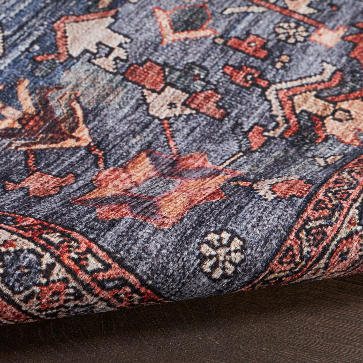 Nourison Grand Navy & Brick Pet Friendly Machine Washable Rug - Texture