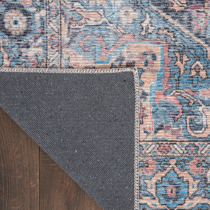 Nourison New Concept Light Blue & Multicolr Machine Washable Rug - Corner