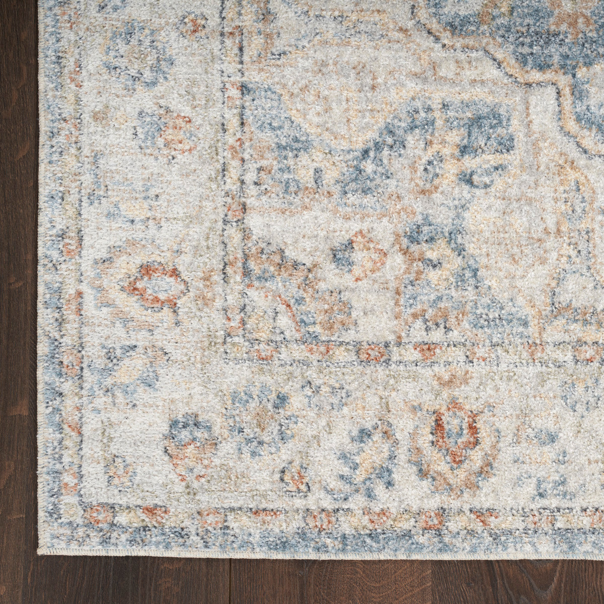 Nourison Astra Denim & Multicolor Pet Friendly Machine Washable Rug - Corner
