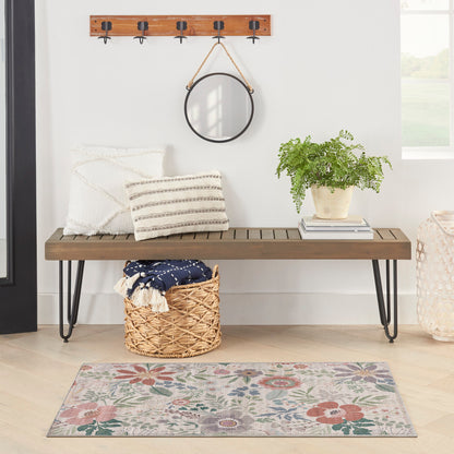 Nourison Cream & Multicolor Machine Washable Rug - Room Scene