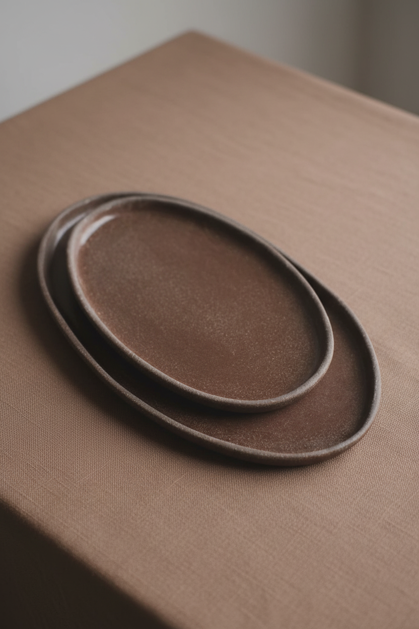 Handmade Oval Stoneware Serving Platter "Pumpernikel"