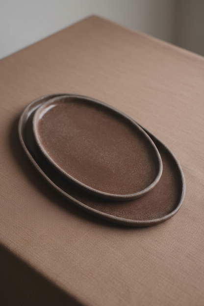 Handmade Oval Stoneware Serving Platter "Pumpernikel"