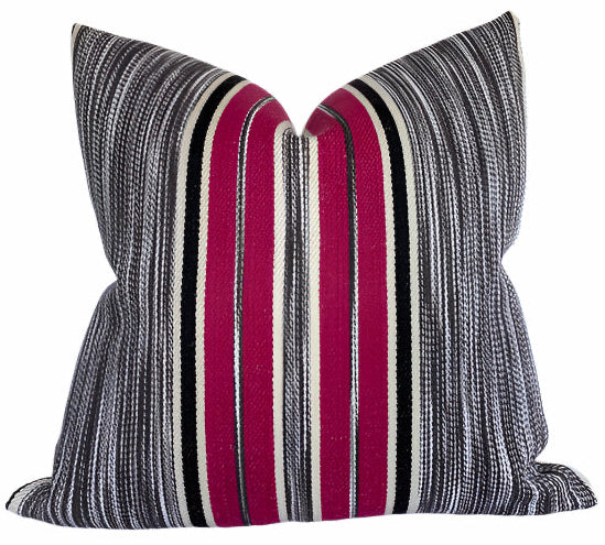 Audley Stripe Pillow in Berry
