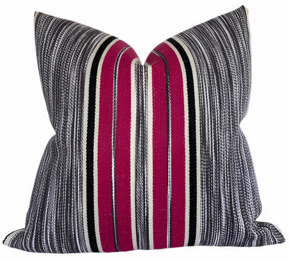 Audley Stripe Pillow in Berry