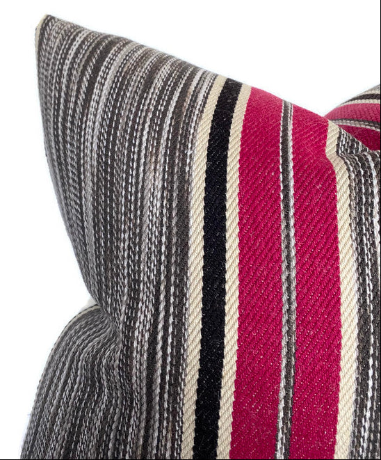 Audley Stripe Pillow in Berry
