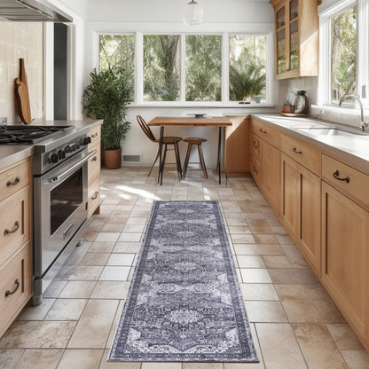 Nourison Charcoal & Grey Machine Washable Rug - Room Scene
