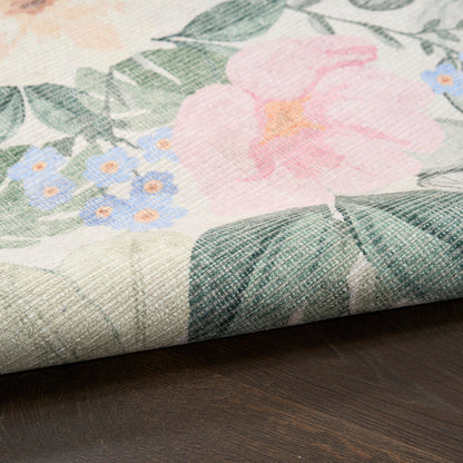 Nourison Botanical Ivory & Multicolor Machine Washable Rug - Texture