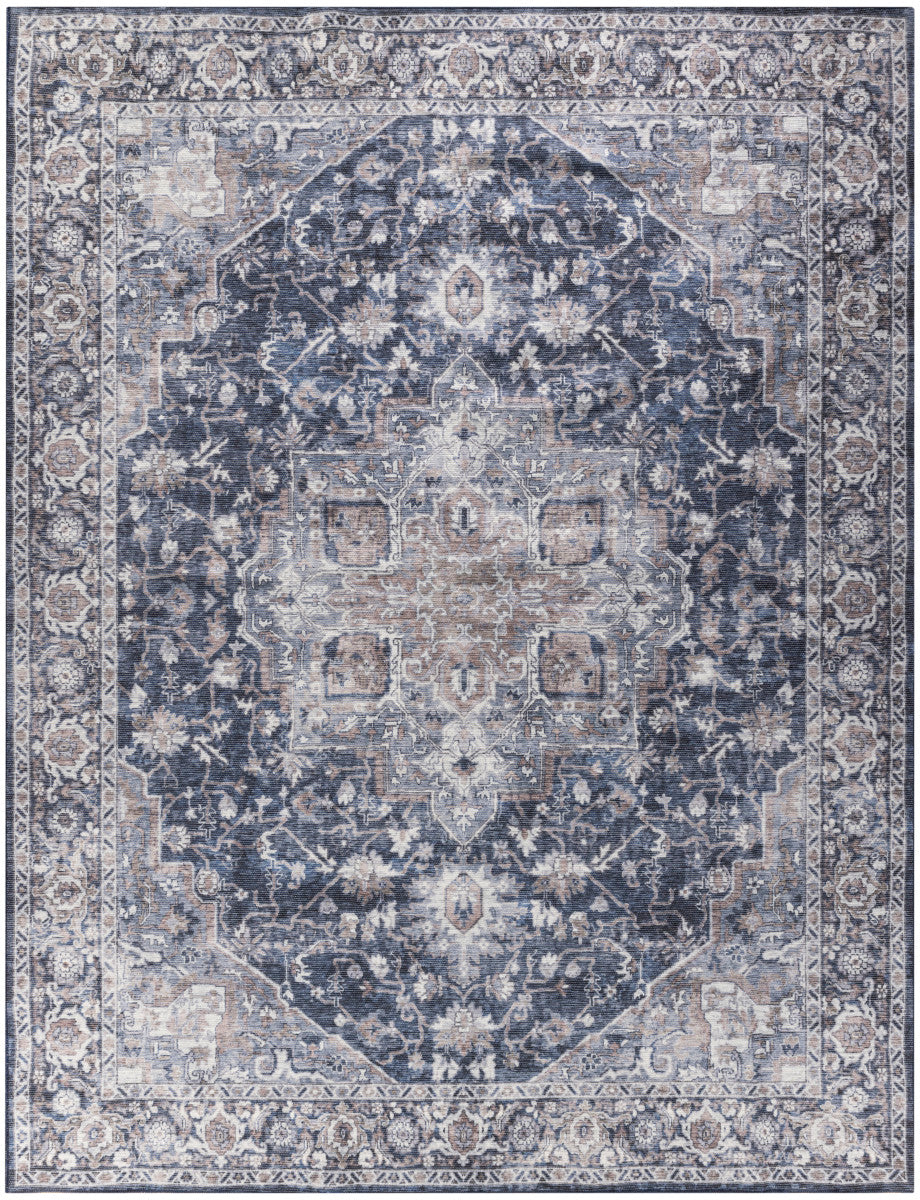 Nourison New Concept Ivory & Navy Machine Washable Rug - 9'2" x 12'