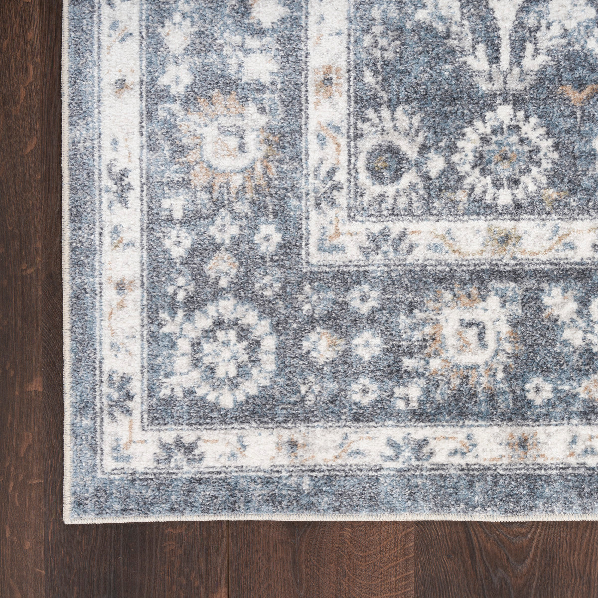 Nourison Astra Dark Blue Pet Friendly Machine Washable Rug - Corner
