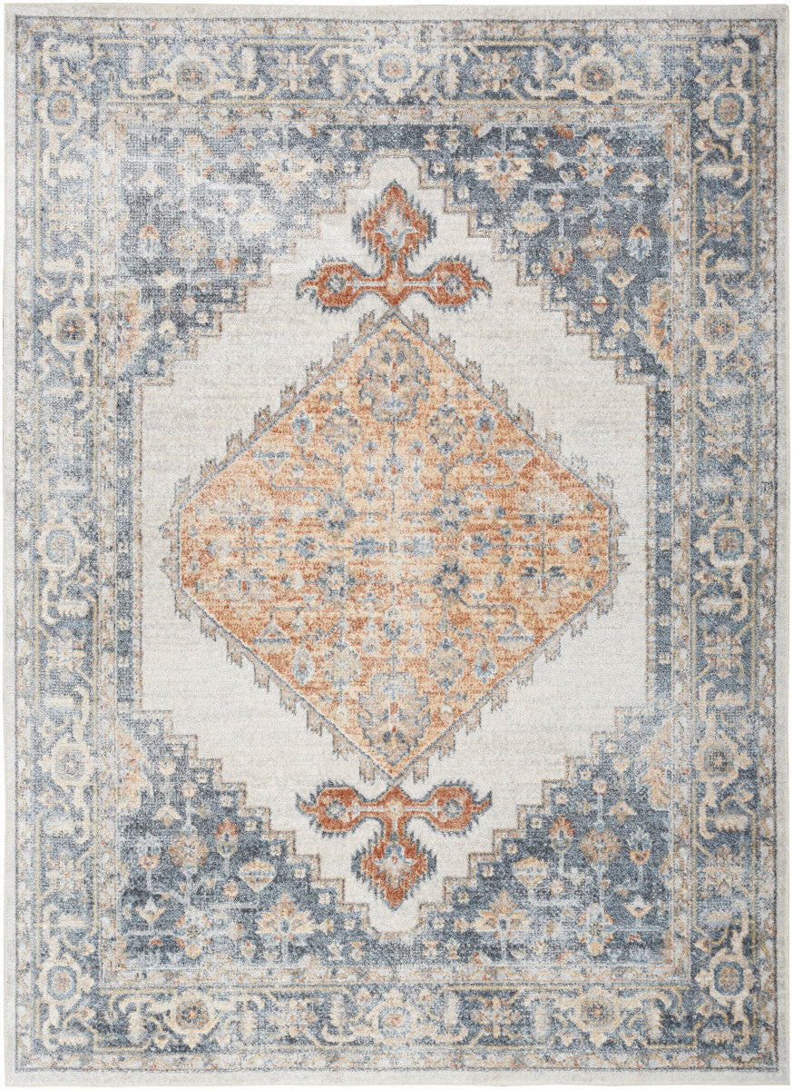 Nourison Astra Grey & Gold Pet Friendly Machine Washable Rug - 5'3" x 7'