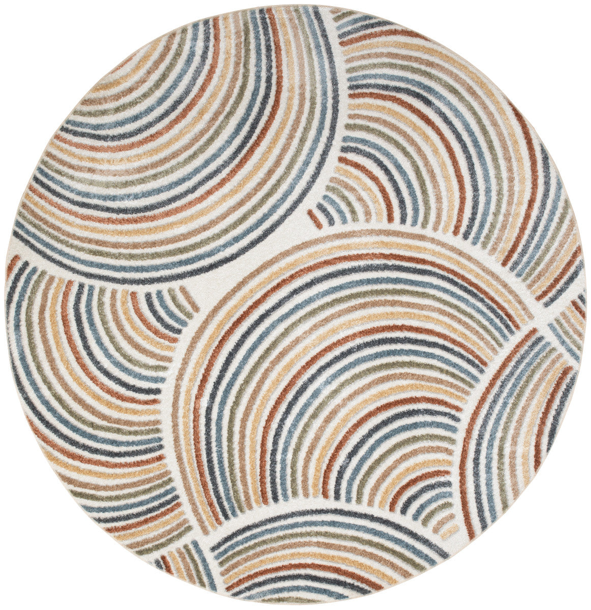 Nourison Astra Ivory & Multicolor Pet Friendly Machine Washable Rug - 4' Round
