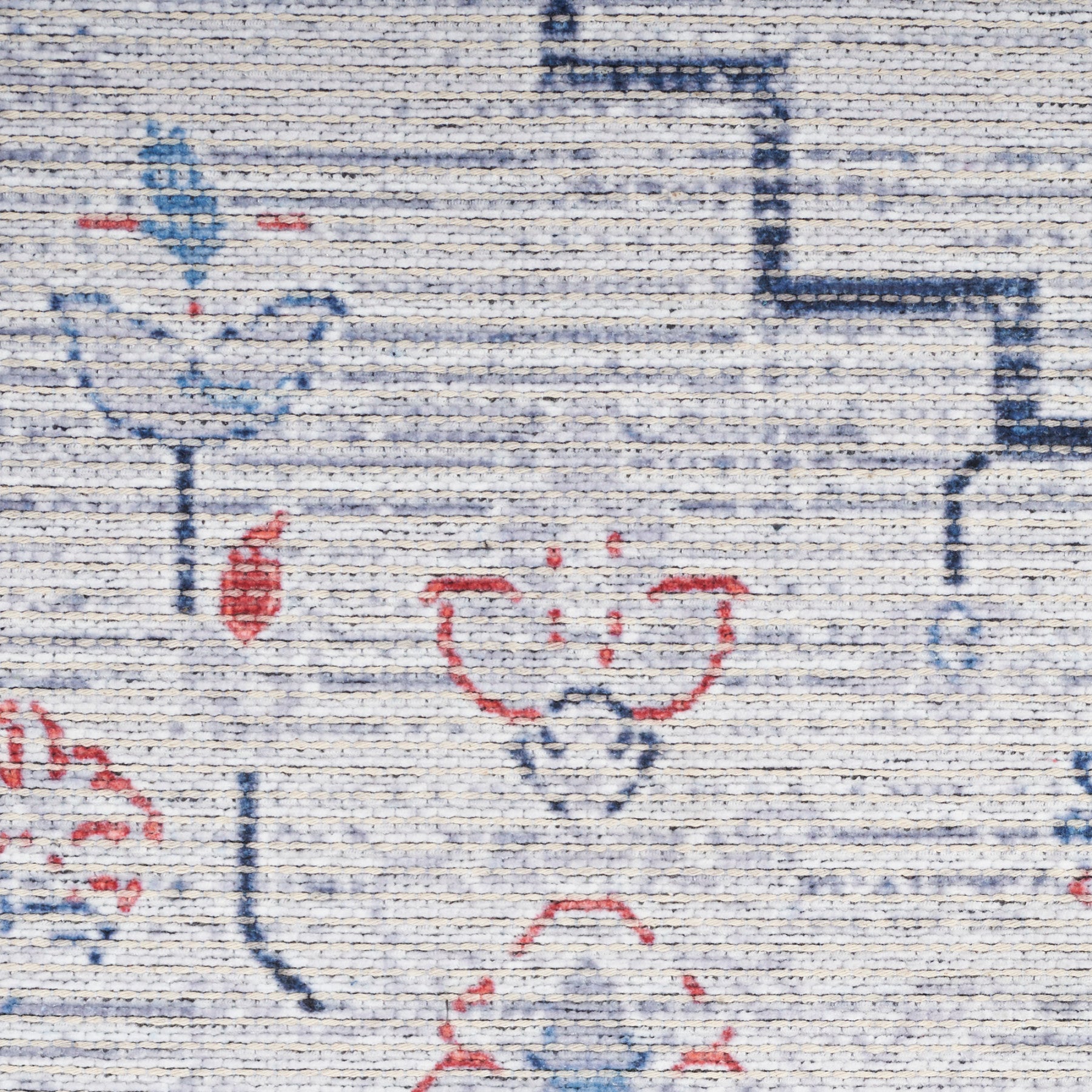 Nourison New Concept Ivory & Blue Machine Washable Rug - Swatch