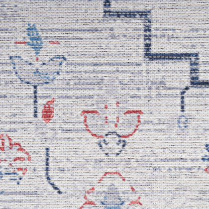 Nourison New Concept Ivory & Blue Machine Washable Rug - Swatch