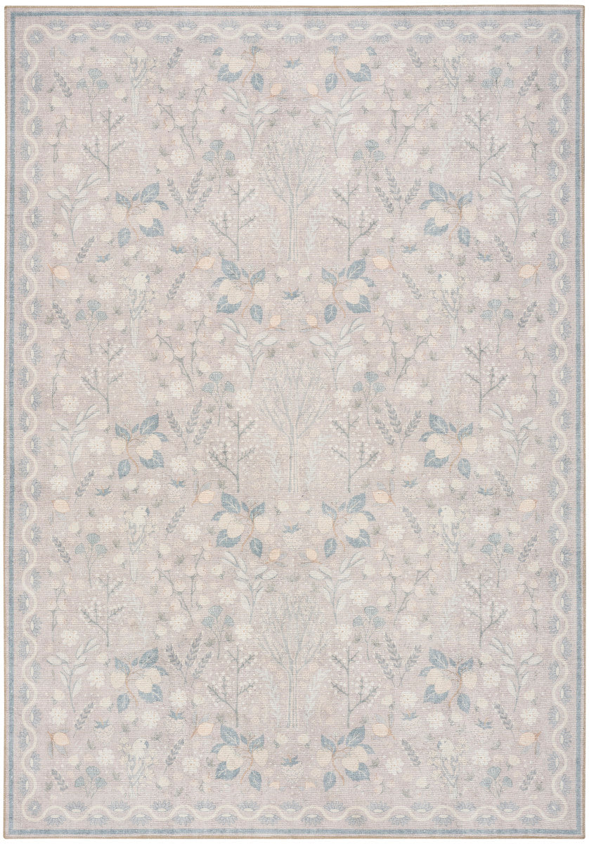 Nourison Botanical Grey & Multicolor Machine Washable Rug - 5' x 7'