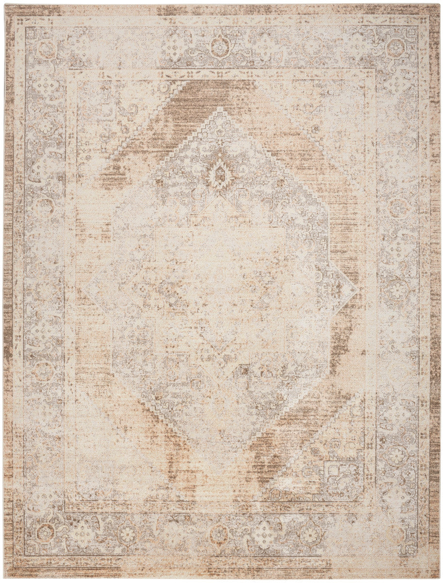 Nourison Astra Beige Pet Friendly Machine Washable Rug - 6'7" x 9'