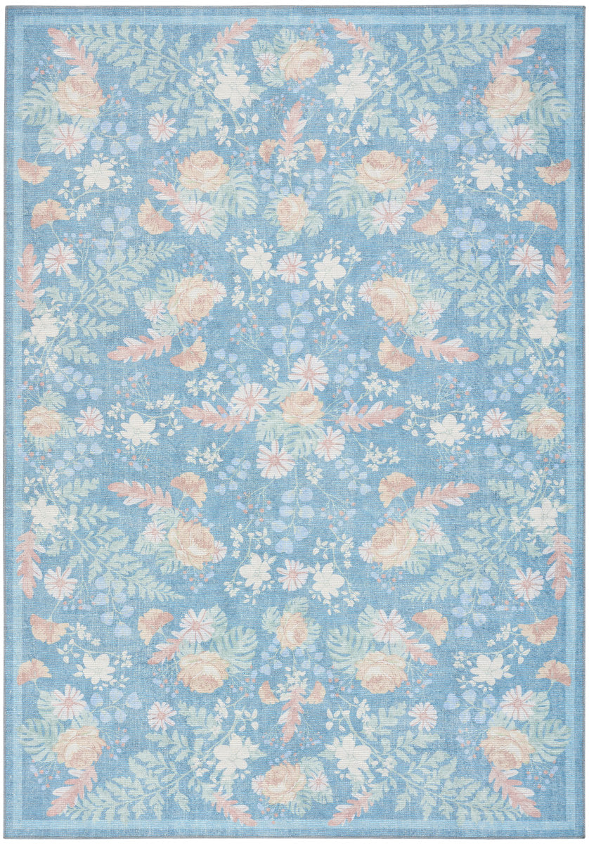 Nourison Botanical Blue & Multicolor Machine Washable Rug - 5' x 7'