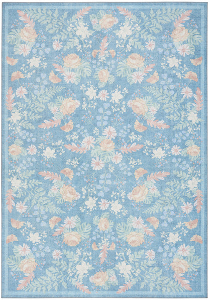 Nourison Botanical Blue & Multicolor Machine Washable Rug - 5' x 7'