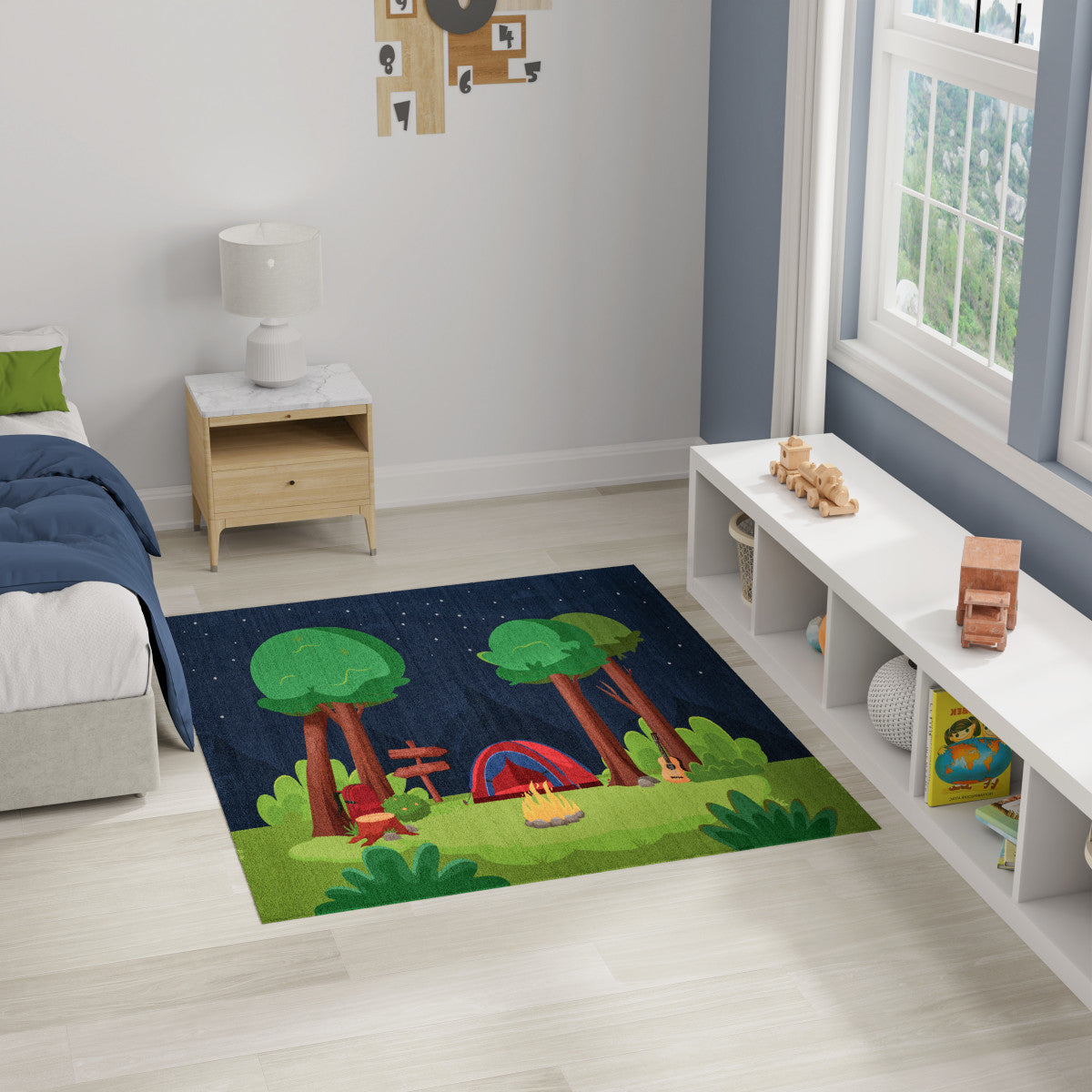 Nourison Imagination Navy & Multicolor Machine Washable Rug - Room Scene