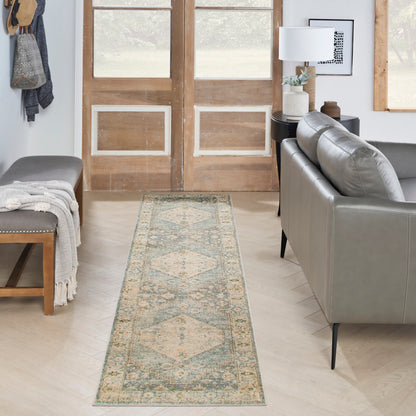 Nourison Astra Silver & Blue Pet Friendly Machine Washable Rug - Room Scene