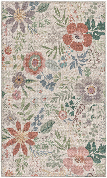 Nourison Cream & Multicolor Machine Washable Rug - 3' x 5'