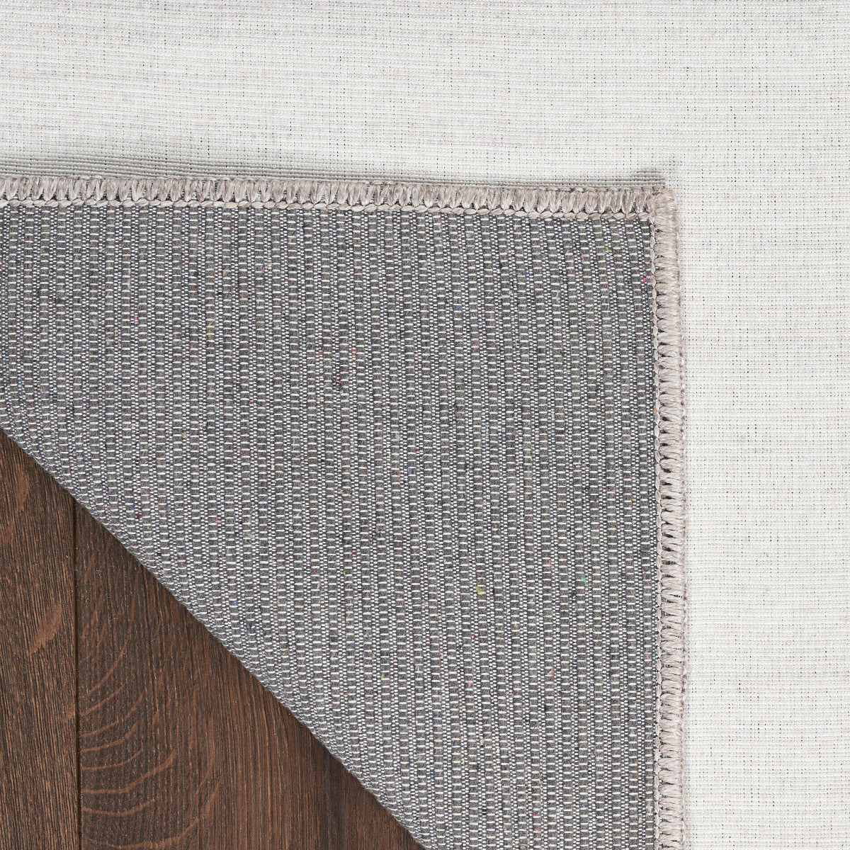 Nourison Essentials Loom Woven Ivory & Grey Machine Washable Rug - Corner