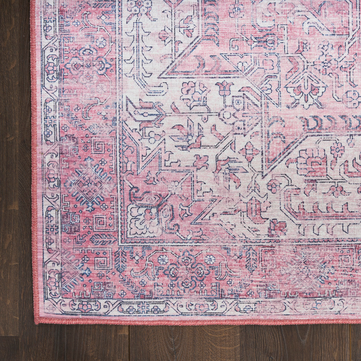 Nourison Pink Machine Washable Rug - Corner
