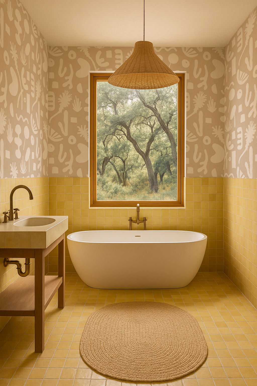 Pool Side Wallpaper - Tan & White