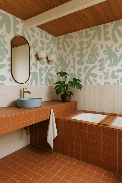 Abstract Animales Wallpaper, mint