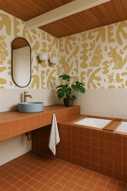 Abstract Animales Wallpaper, yellow