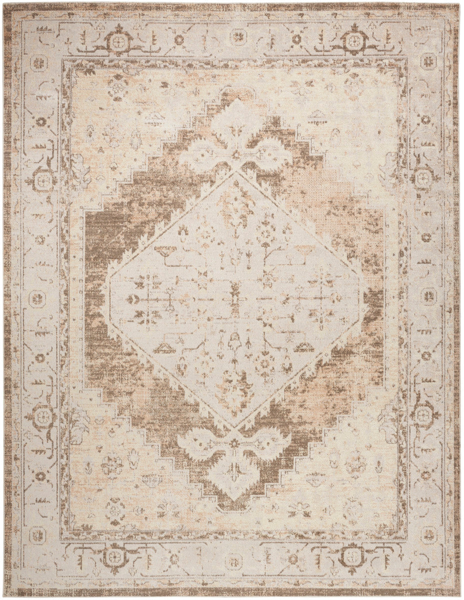 Nourison Astra Beige Pet Friendly Machine Washable Rug - 6'7" x 9'