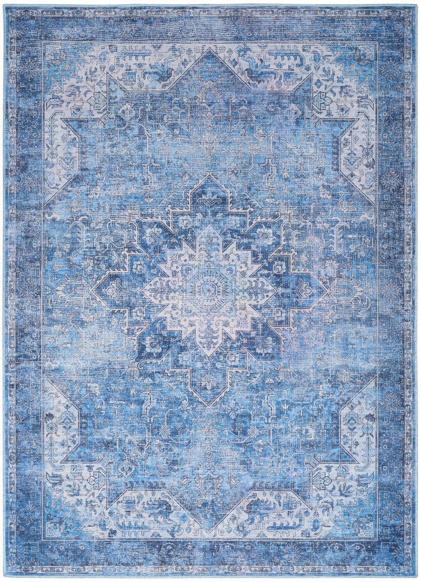 Nourison Blue Machine Washable Rug - 5'2" x 7'