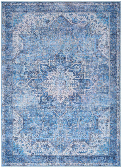 Nourison Blue Machine Washable Rug - 5'2" x 7'